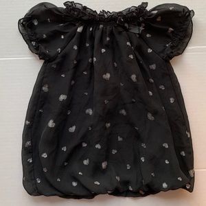 GEORGE black tulle ruffle dress heart print